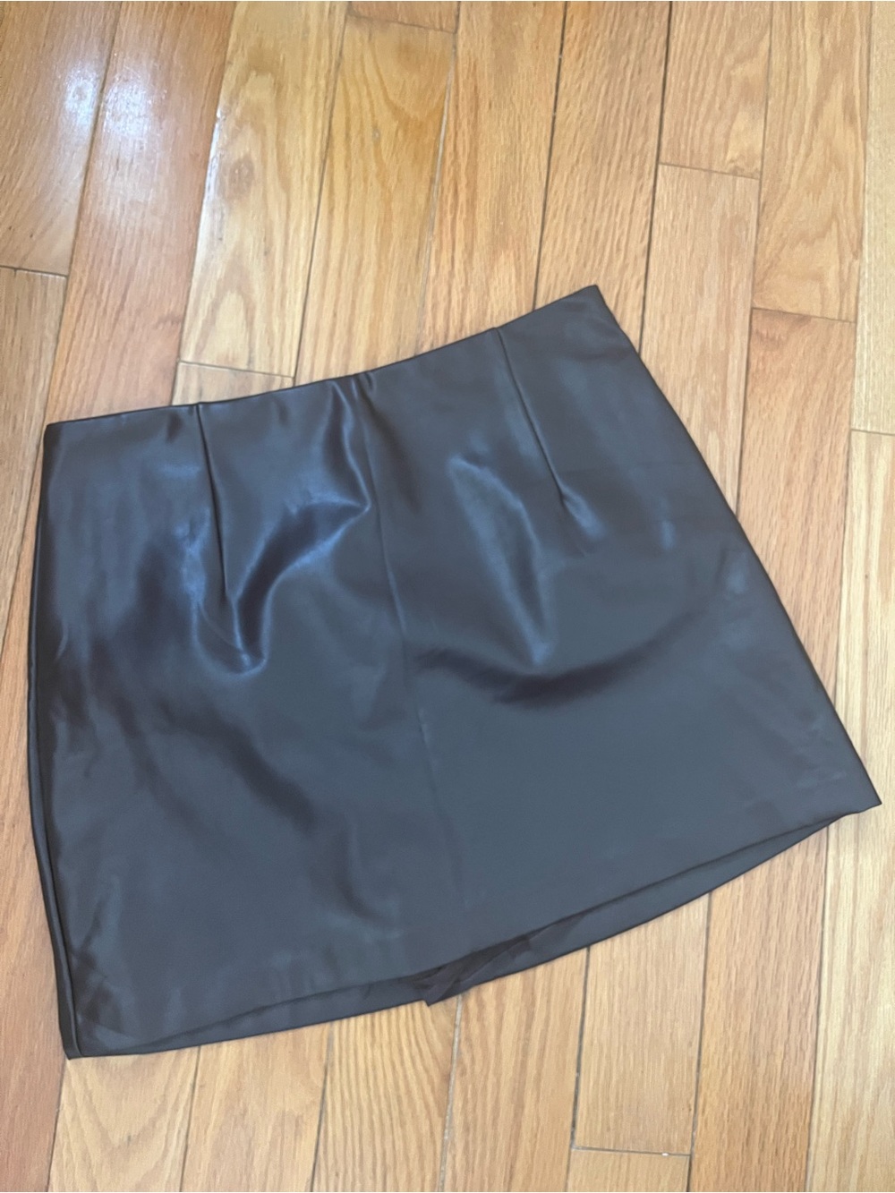 Abercrombie & Fitch Black Faux Leather Mini Skort (built in shorts)